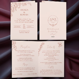 Convite Meadow Flowers Misty Rosa All-in-one Wedding