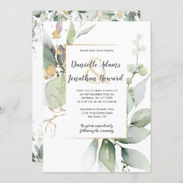 Convite Meadow Green e Dourado deixam o casamento geométri