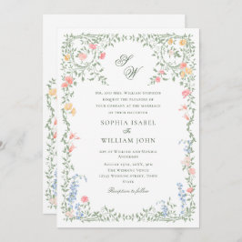 Convite Meadow Pastel Rosas Franceses Casamento Floral