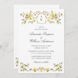 Convite Meadow Pastel Rosas Franceses Casamento Floral