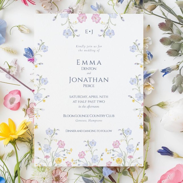 Convite Meadow Wildflower Garden Wedding Invitation (Criador carregado)