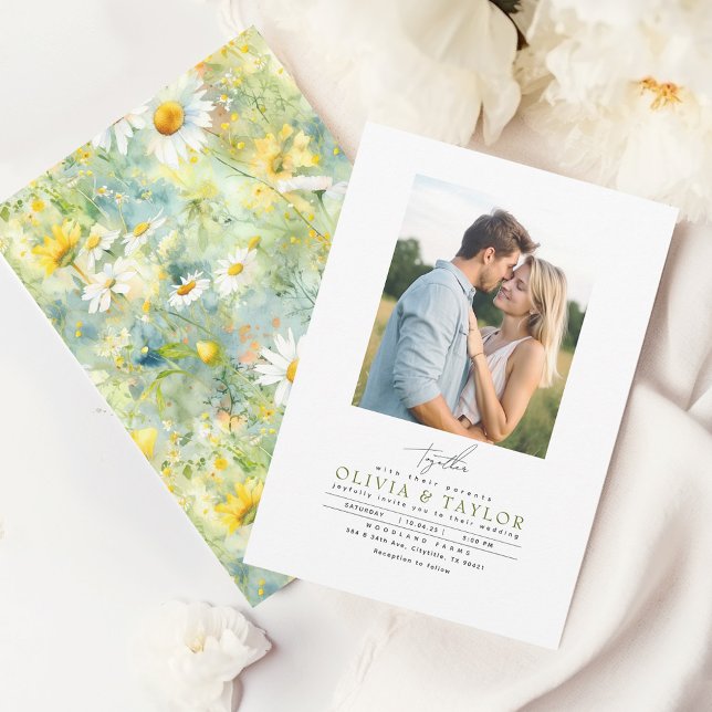 Convite Meadow Wildflower Summer Boho Foto de Casamento (Criador carregado)