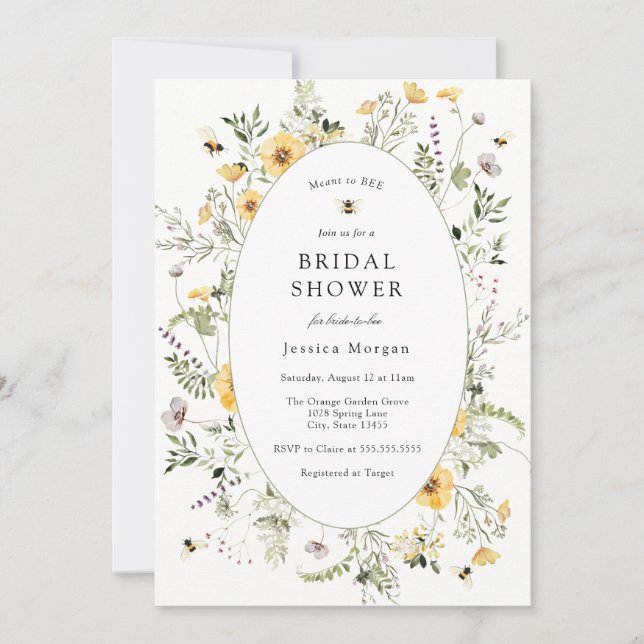 Convite Meant to Bee Bridal Shower | Floral Garden  (Frente)