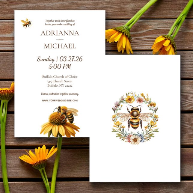 Convite Meant to Bee Rustic Wedding Invitation (Criador carregado)