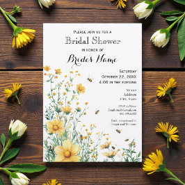 Convite Meant to Bee Rustic Yellow Bridal Shower