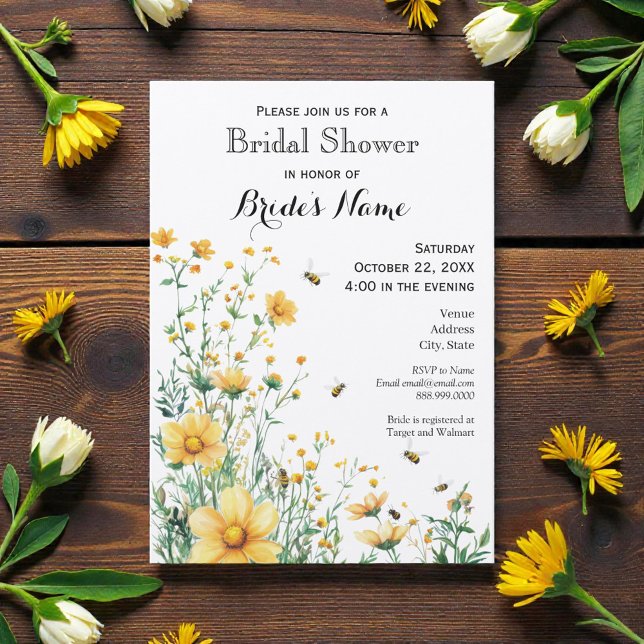 Convite Meant to Bee Rustic Yellow Bridal Shower (Criador carregado)
