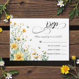 Convite Meant to Bee Rustic Yellow Wedding RSVP