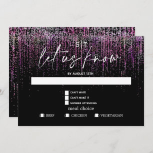 Convite Mediana Moderna RSVP Edgy Magenta Glitter