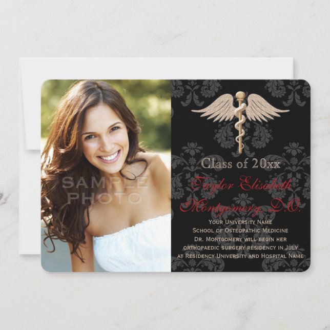 Convite Medicina Osteopática Vermelha Do Escola Graduação (Frente)