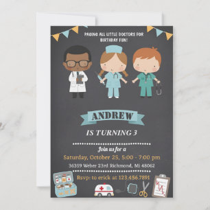 Convite Médico Pessoal Festa de Aniversário Médica Infanti