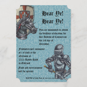 Convite medieval do aniversário do cavaleiro