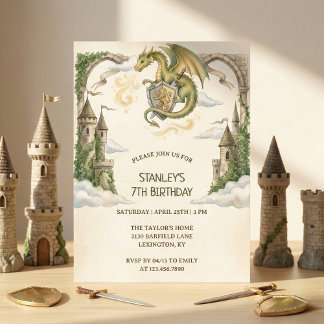 Convite Medieval Dragon Castle Birthday Party