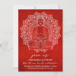 Convite Meditação Almoço Grátis Shakyamuni Buda Vermelho