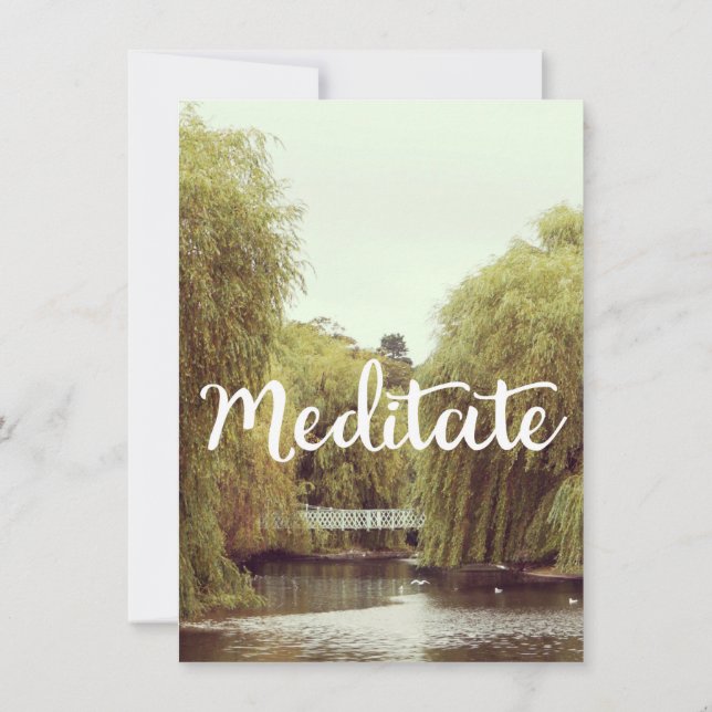 Convite Meditar no parque mensagem inspiradora (Verso)