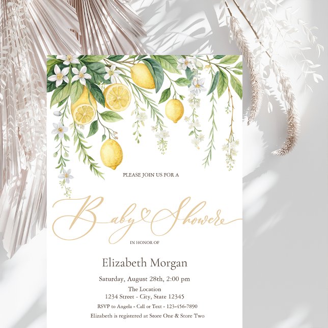 Convite Mediterranean Blooming Lemons Baby Shower (Criador carregado)