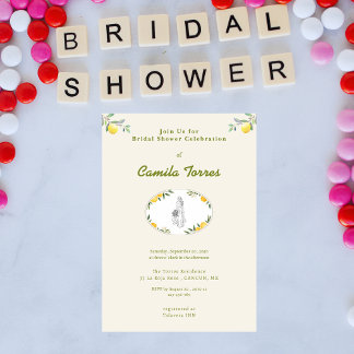 Convite Mediterranean Botanical Lemon Olive Bridal Shower