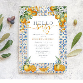 Convite Mediterranean Citrus Baby Shower 