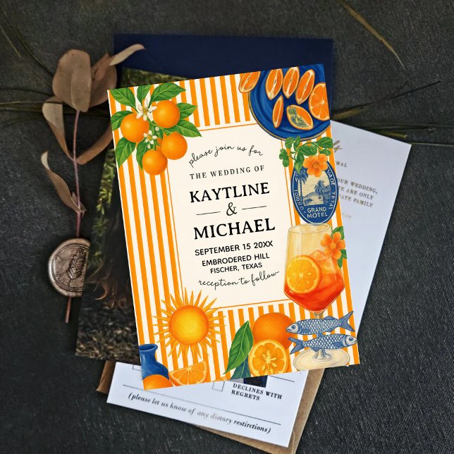 Convite Mediterranean Citrus Orange Grove Amalfi Summer (Criador carregado)