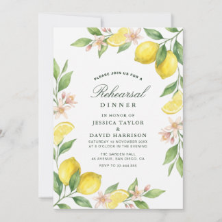 Convite Mediterranean Citrus Wreath Rehearsal Dinner