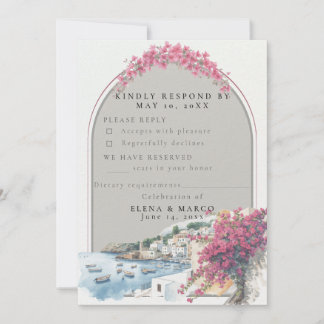 Convite Mediterranean Coastal Wedding RSVP Card – Response