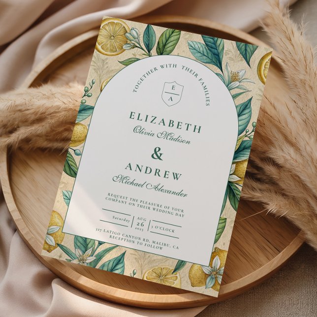Convite Mediterranean Lemon Garden Wedding (Criador carregado)