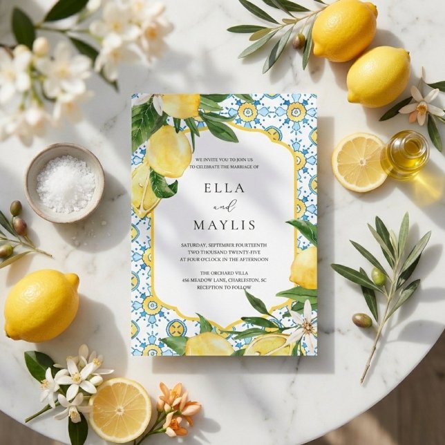 Convite Mediterranean Lemon | Italian Amalfi Wedding (Criador carregado)