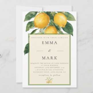 Convite Mediterranean Lemon with QR Code | White