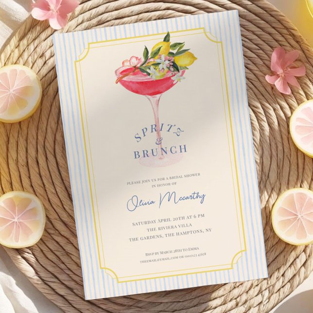 Convite Mediterranean Spritz & Brunch Lemon Bridal Shower (Criador carregado)