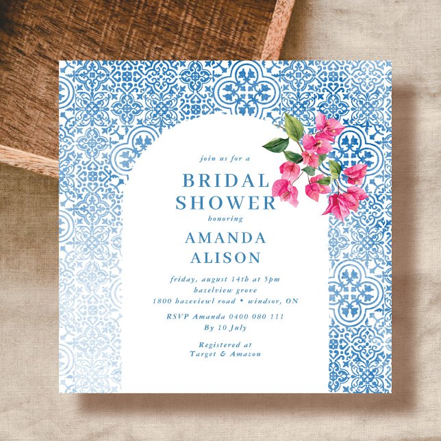 Convite Mediterranean tile pattern Bridal Shower (Criador carregado)