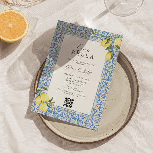 Convite Mediterranean Tiles Amalfi Capri Bridal Shower
