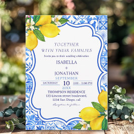Convite Mediterranean Tiles Summer Wedding with Lemons 