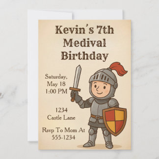 Convite Medival Knight Birthday
