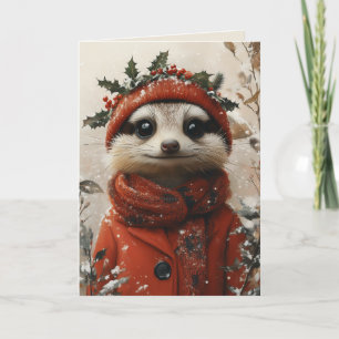 Convite Meerkat Festivo no País das Maravilhas de Inverno