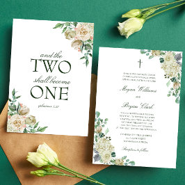 Convite Megan White Roses Greenery Casamento Cristão