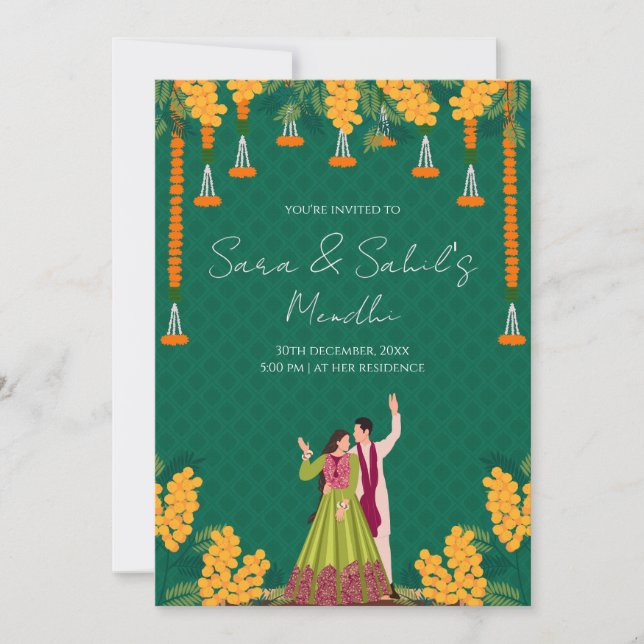 Convite Mehendi Convite digital de Mehndi (Frente)