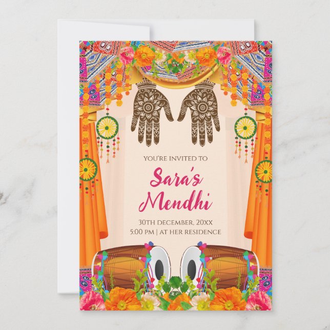 Convite Mehendi Convite Digital Mehndi (Frente)