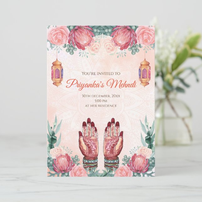 Convite Mehndi convida o Partido & Henna convida o partido (Em pé/Frente)