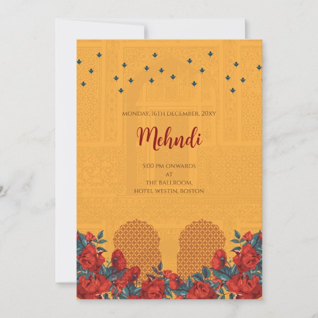 Convite Mehndi Convites de casamento indianos digi (Frente)