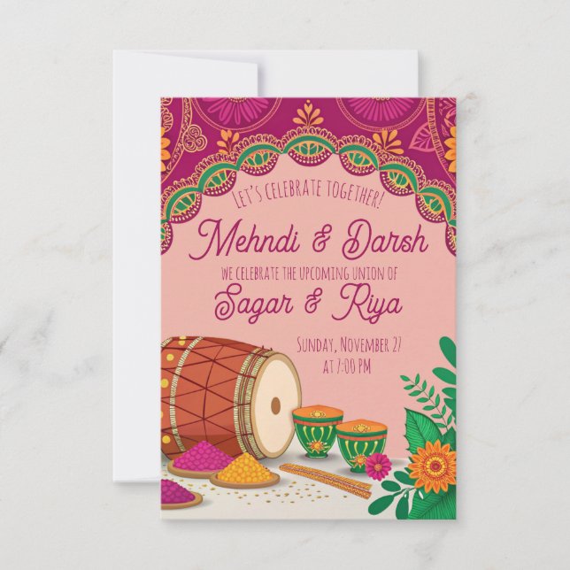 Convite Mehndi Dholki  (Frente)