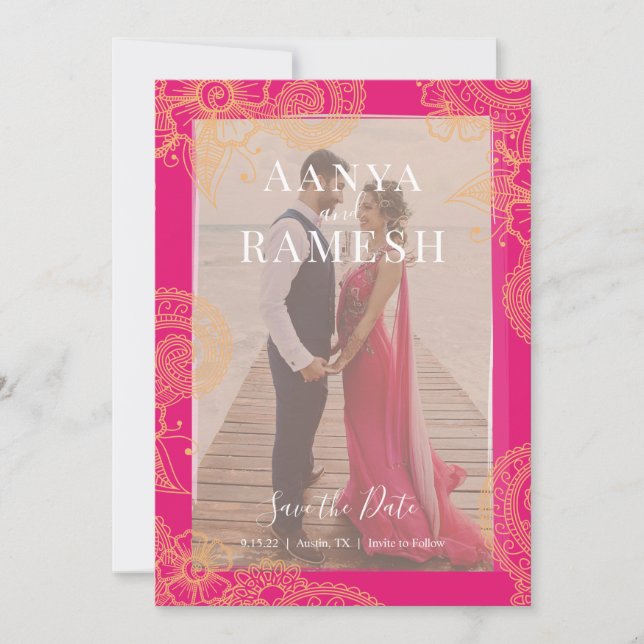 Convite Mehndi Foto: Casamento Salve a Data (Frente)