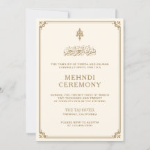 Mehndi Islâmica Tradicional Borda Dourada Creme
