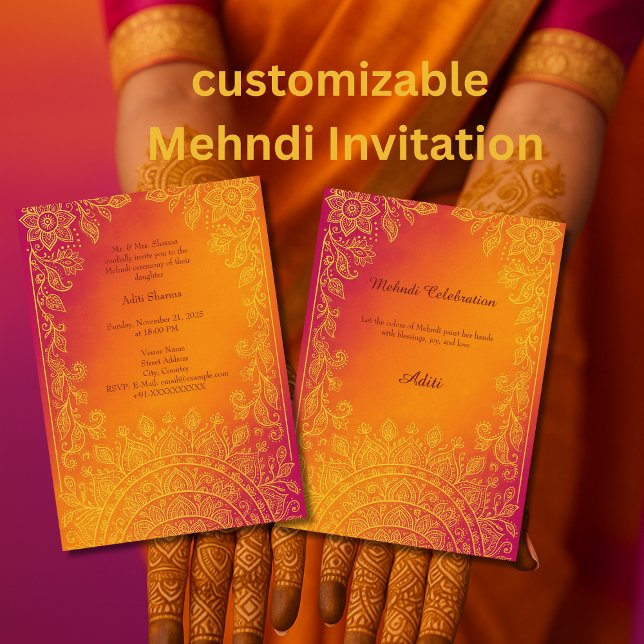 Convite mehndi mandala floral hindu (Criador carregado)