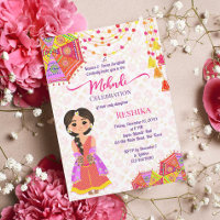 Mehndi noiva cute henna indiana guarda-chuva rosa