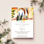 Convite Mehndi, pavões de casamento indianos no palácio de<br><div class="desc">Peacocks no palácio de Jaipur aquarela méhndi,  casamento indiano editável,  convite para modelo instantâneo de download digital,  pavões de aquarela modernos com vista de cenário do palácio de Jaipur para convite à cerimônia de Mehendi.</div>