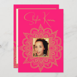 Convite Meia Cerimônia indiana rosa Dourada
