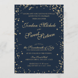 Convite Meia-Noite Estrelas Twinkle Sky Sweet Dezesseis An