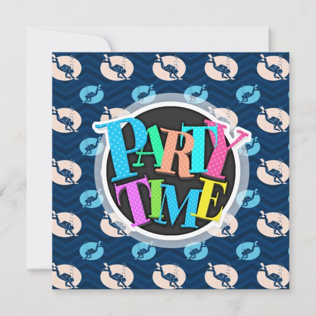 Convite Meia-noite, Sky Blue, Tan, Scuba Diver; Mergulho (Frente)