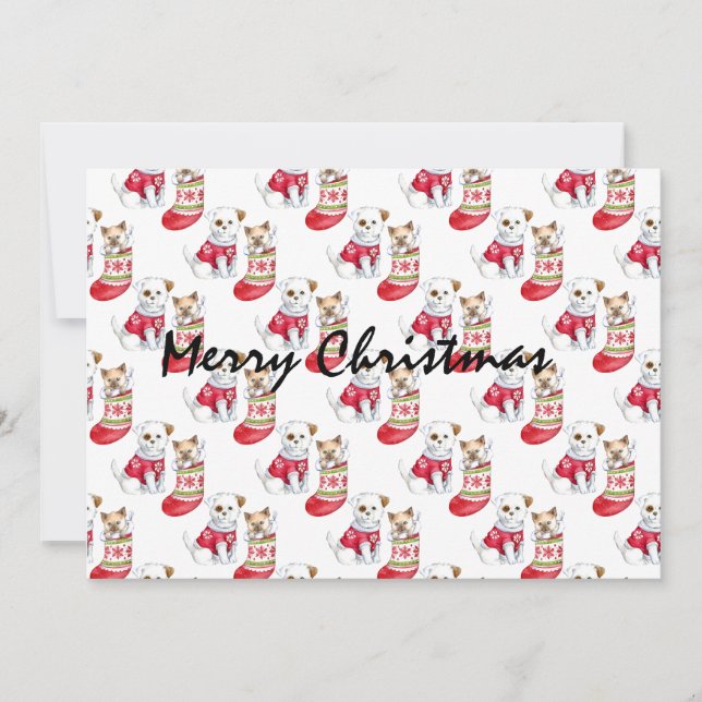 Convite Meias de Cachorro e Gato de Natal (Frente)