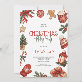 Convite Meias de Natal em Aquarela Festa de Fim de Ano