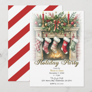 Convite Meias Penduradas ao Lado da Lareira Festa de Fim d